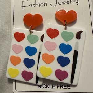 Art Design Dangle Earrings Cute School Style‎ Acrylic
